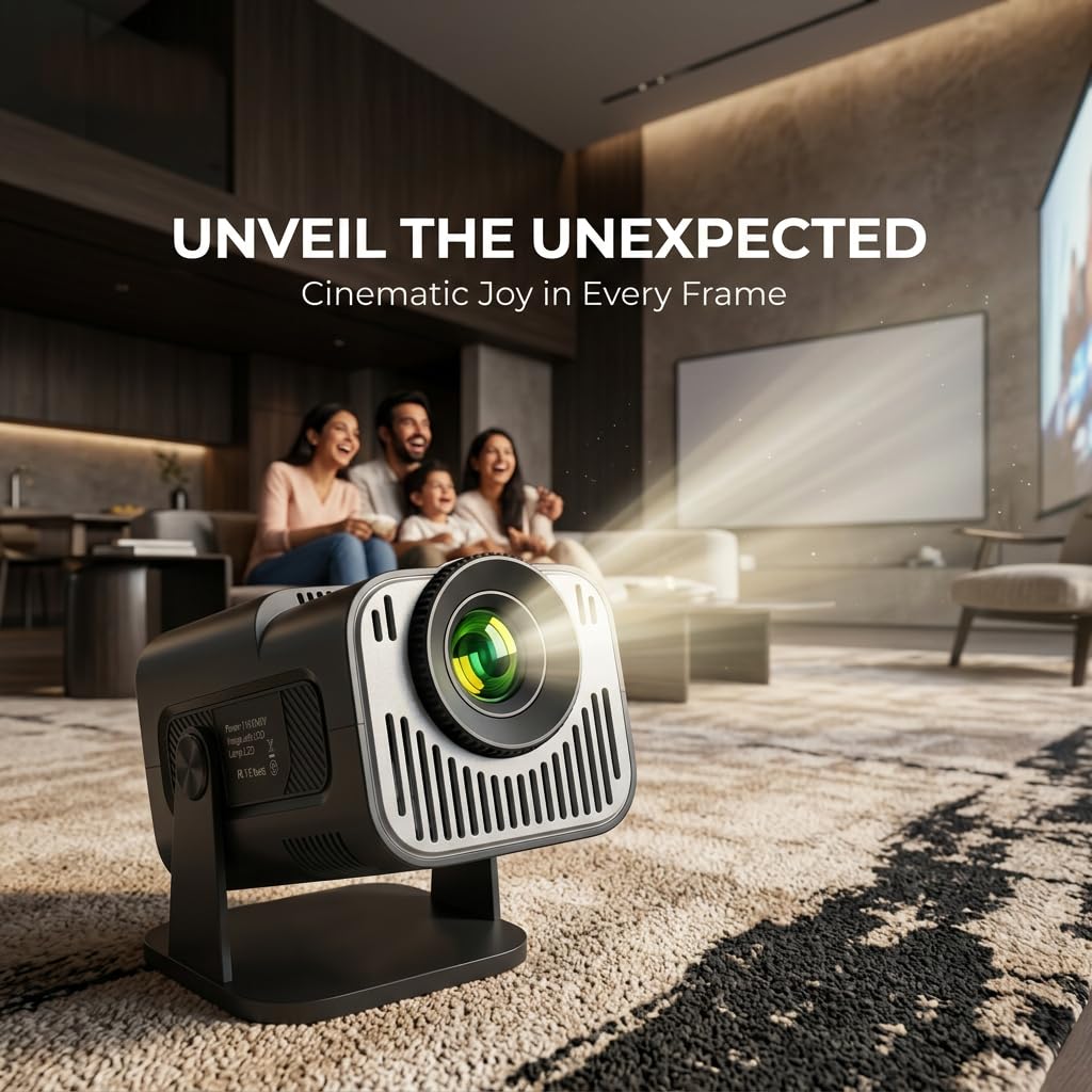 AILKIN Short Throw Smart Mini Projector with Android 13, WiFi & Bluetooth, 9000 Lumens Portable HD 720P Projector, 4K Supported, 130" Display, Mobile Screen Cast, HDMI USB for Home Theater & Gaming - Image 3