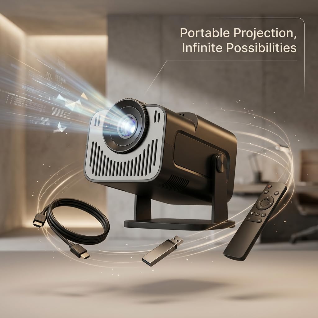 AILKIN Short Throw Smart Mini Projector with Android 13, WiFi & Bluetooth, 9000 Lumens Portable HD 720P Projector, 4K Supported, 130" Display, Mobile Screen Cast, HDMI USB for Home Theater & Gaming - Image 4