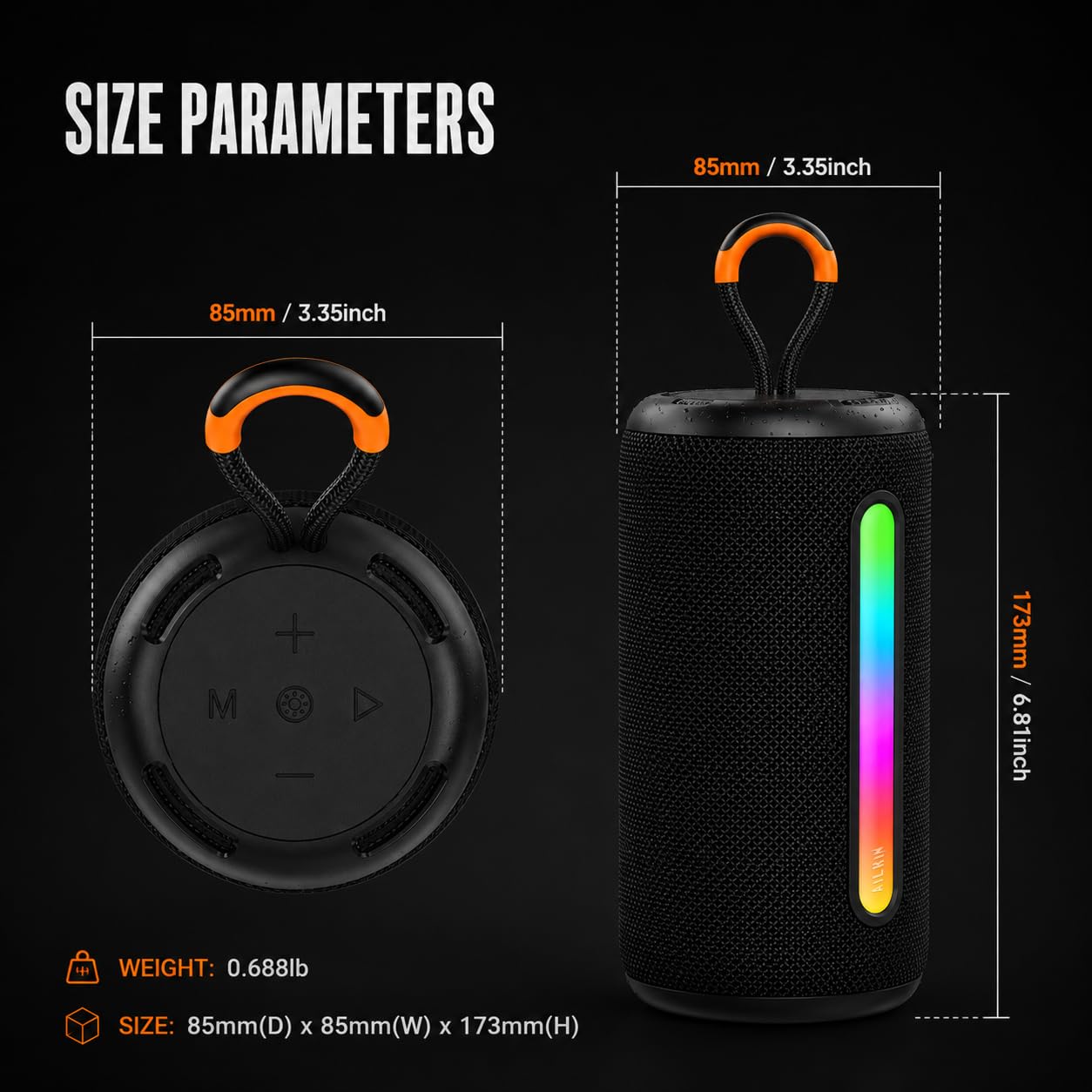 8W AILKIN Portable Bluetooth Speakers Wireless ,Powerful Sound, 360 Surround Sound - Image 7