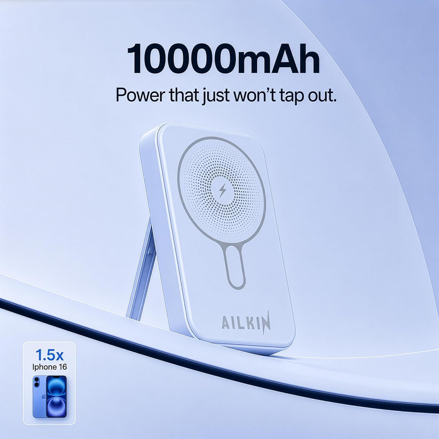AILKIN 10000mAh Power Bank with MagSafe Wireless Charging Blue - Image 2