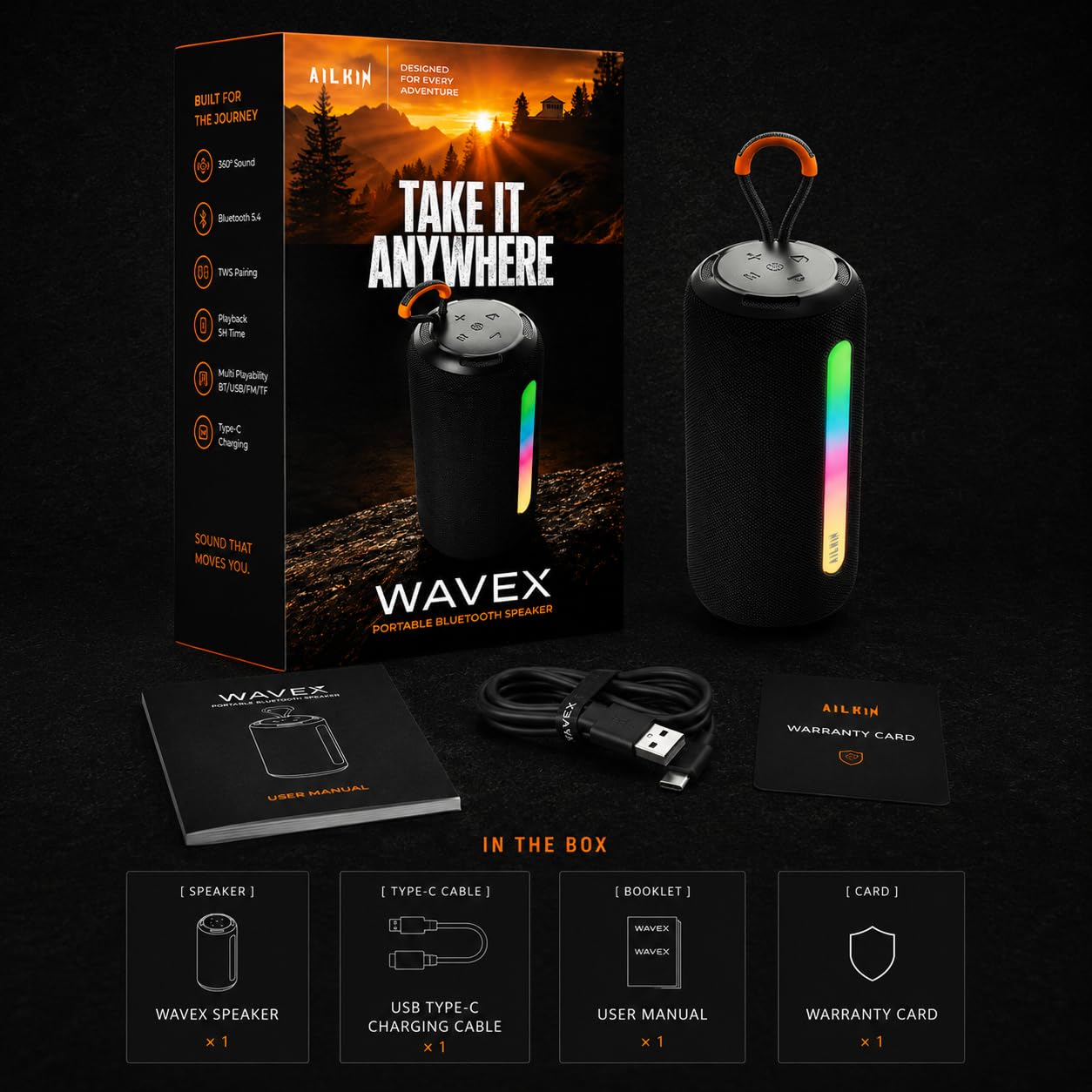 8W AILKIN Portable Bluetooth Speakers Wireless ,Powerful Sound, 360 Surround Sound - Image 8